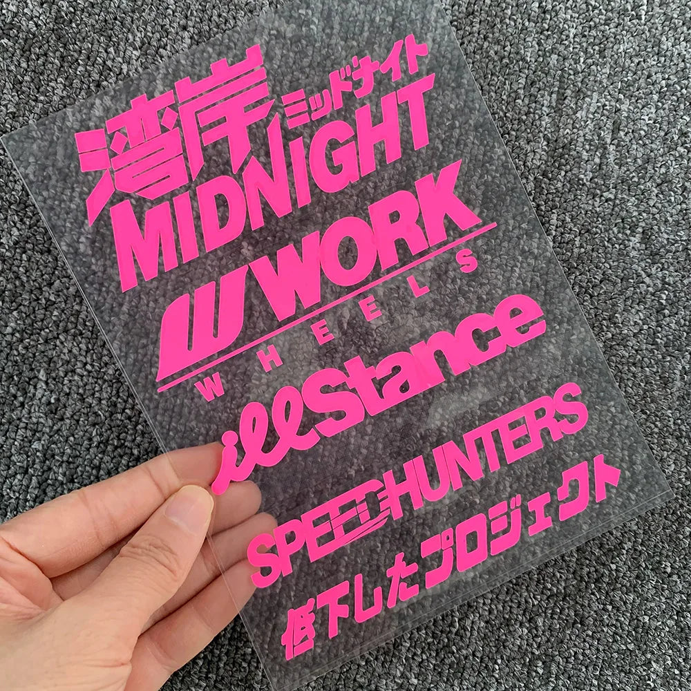 Reflective Speedhunter Midnight JDM Work Wheel Helmet Motorcycle Side Tank Decals Stickers