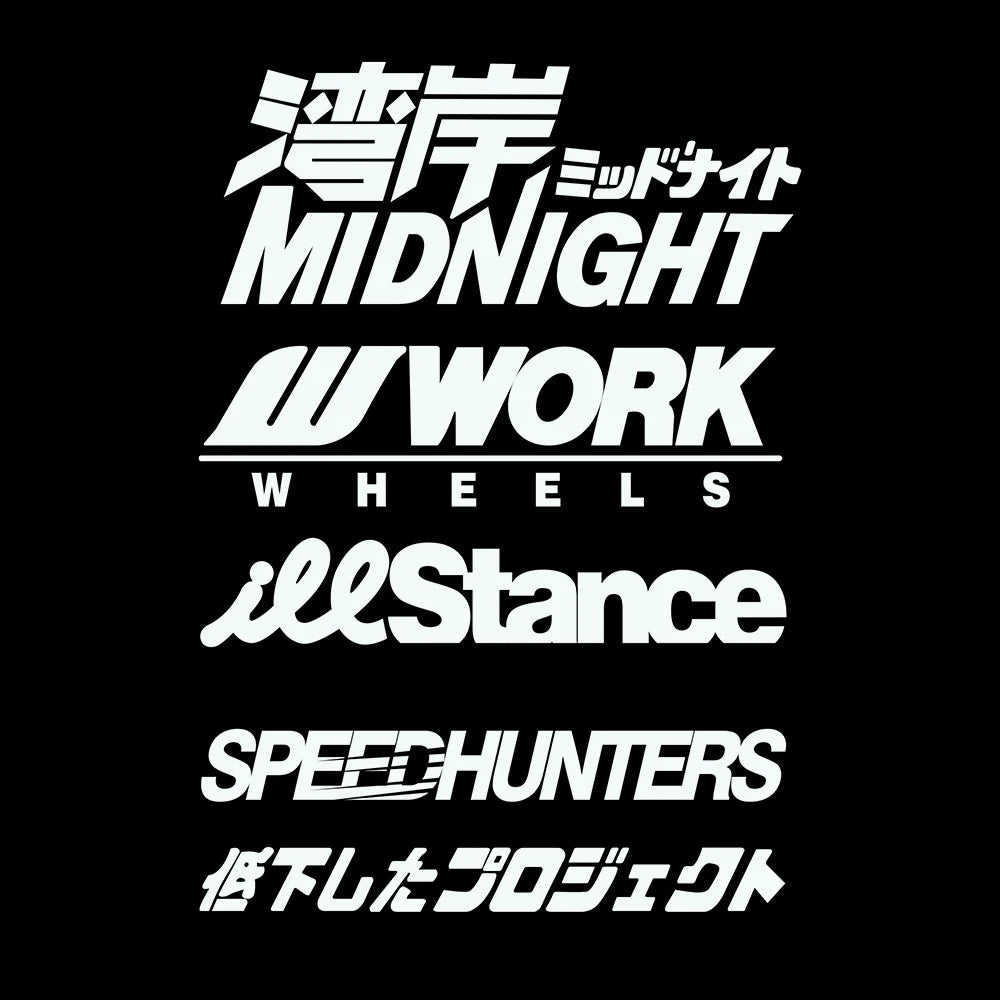 Reflective Speedhunter Midnight JDM Work Wheel Helmet Motorcycle Side Tank Decals Stickers