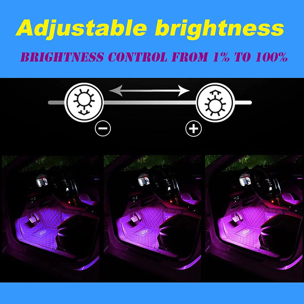 4-Pack Car Interior LED Lights with APP Control - 16 Million Colors, Music Sync & Voice Activated, RGB Strip Lights for Cars, Trucks, Suvs
