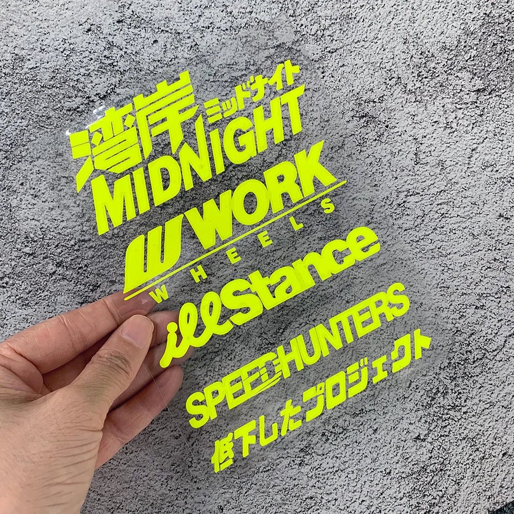 Reflective Speedhunter Midnight JDM Work Wheel Helmet Motorcycle Side Tank Decals Stickers