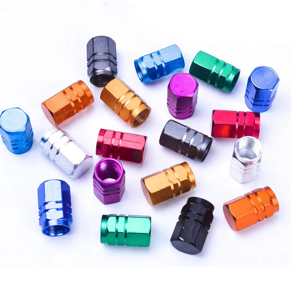 AUTCOAT Aluminum Alloy Car Wheel Tire Valve Caps Tyre Rim Stem Covers Car Dustproof Tire Cap for Cars Motorcycles Trucks Bikes