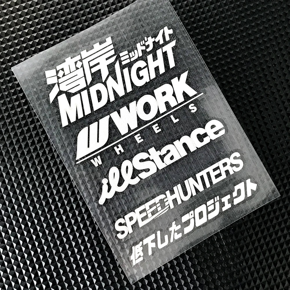 Reflective Speedhunter Midnight JDM Work Wheel Helmet Motorcycle Side Tank Decals Stickers