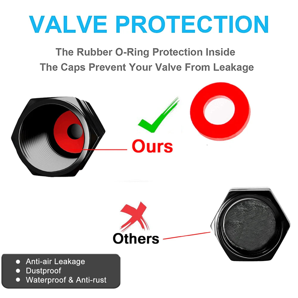 AUTCOAT Aluminum Alloy Car Wheel Tire Valve Caps Tyre Rim Stem Covers Car Dustproof Tire Cap for Cars Motorcycles Trucks Bikes