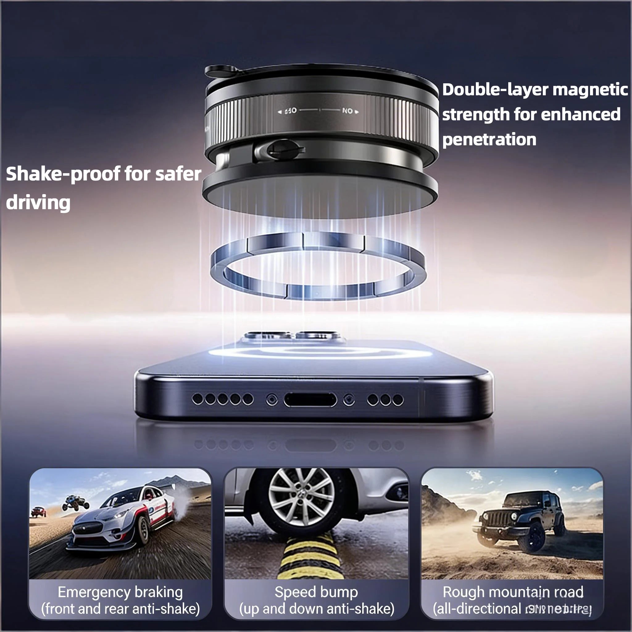 Magnetic Phone Holder for Car 360° Rotatable Foldable & Adjustable Magnetic Car Mount ,Suction Cup Phone Holder for Car/Mirror