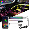 4-Pack Car Interior LED Lights with APP Control - 16 Million Colors, Music Sync & Voice Activated, RGB Strip Lights for Cars, Trucks, Suvs